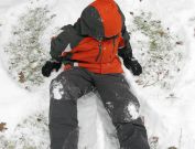 Inflatable boat in the snow